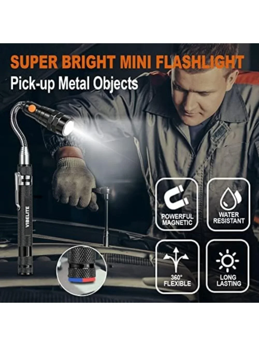 Magnetic Pickup Tool Kit with LED Light & Inspection Mirror for Easy Retrieval
